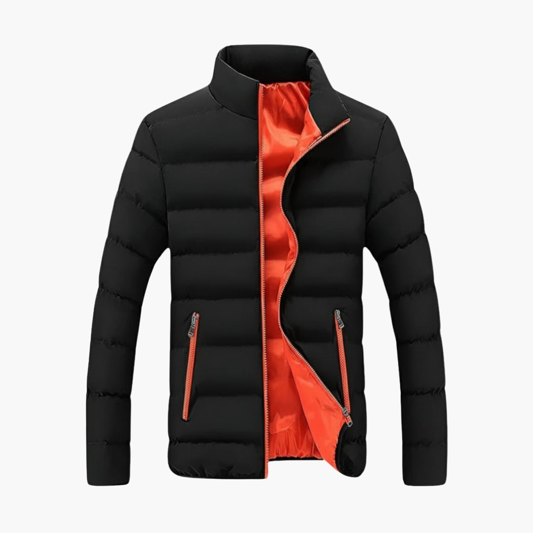Warm Men's Padded Parka Jacket with Zipper Pockets - Olytrend