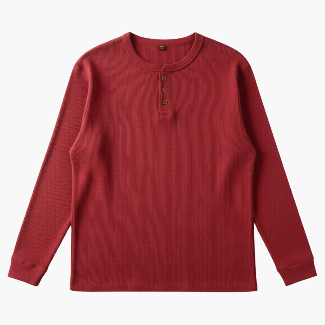 Classic Fit Men's Long Sleeve Henley Shirt - Olytrend
