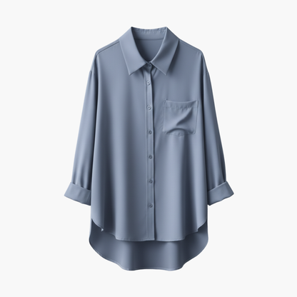 Ladies Classic Fit Shirt with Pocket and Rounded Hem - Olytrend