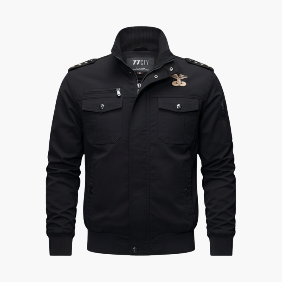 Men's Tactical Zip Up Bomber Jacket with Pockets - Olytrend