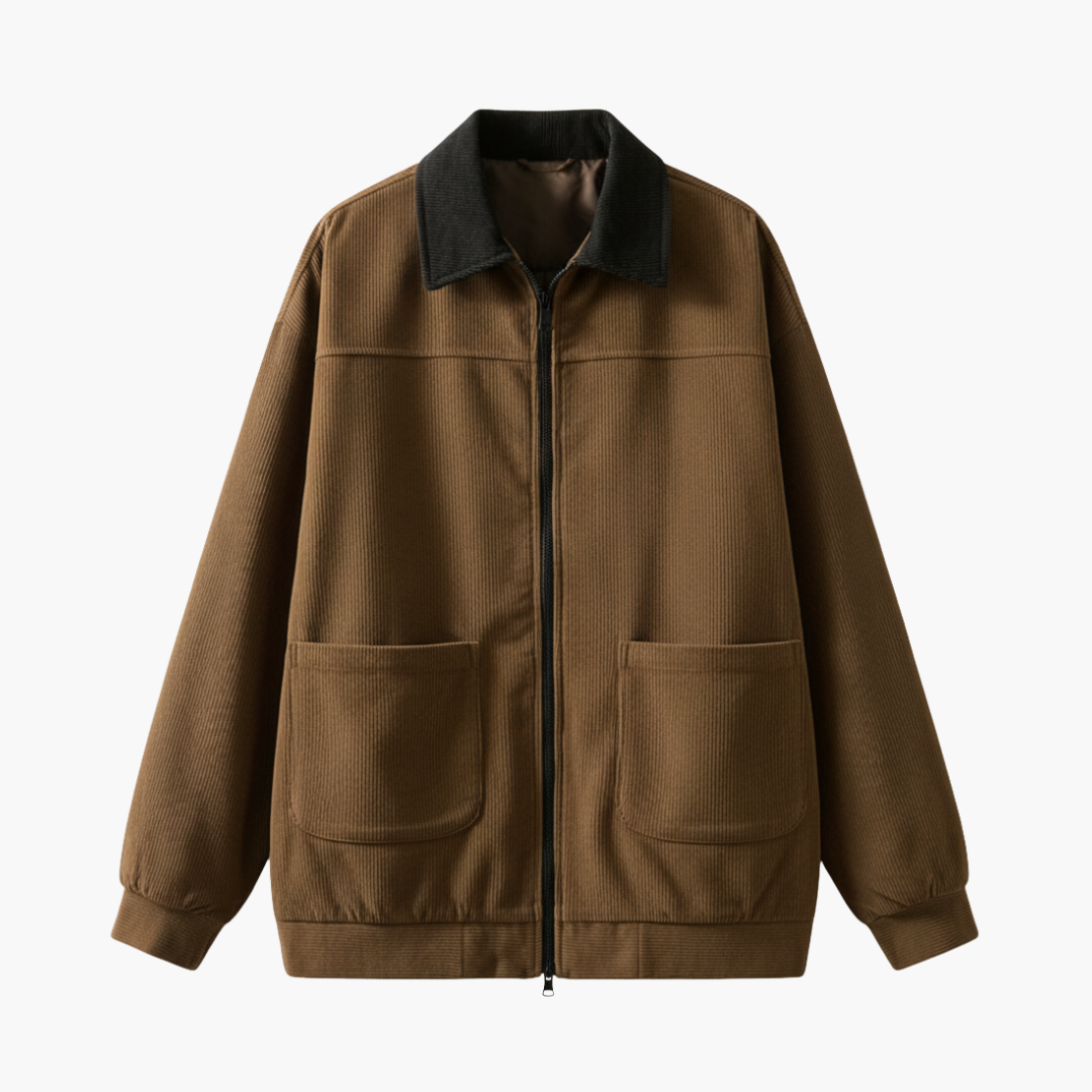 Classic Mens Leather Zipper Jacket with Pockets - Olytrend