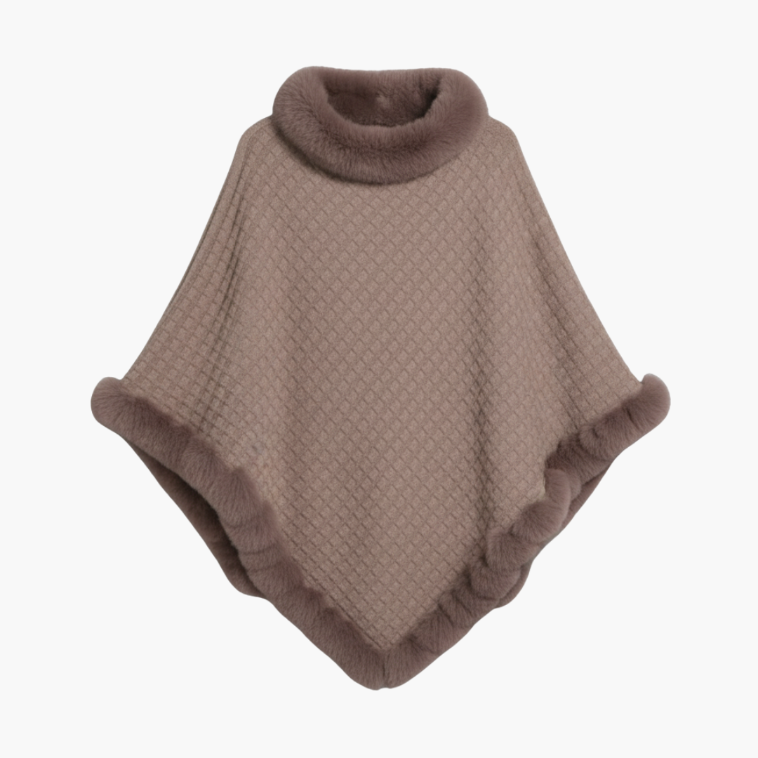 Cozy Women's Oversized Faux Fur Poncho Sweater - Olytrend