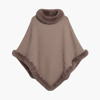 Cozy Women's Oversized Faux Fur Poncho Sweater - Olytrend