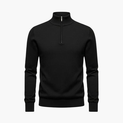 Men's Zip Up Sweater with Crew Neck and Cuffed Bottom - Olytrend