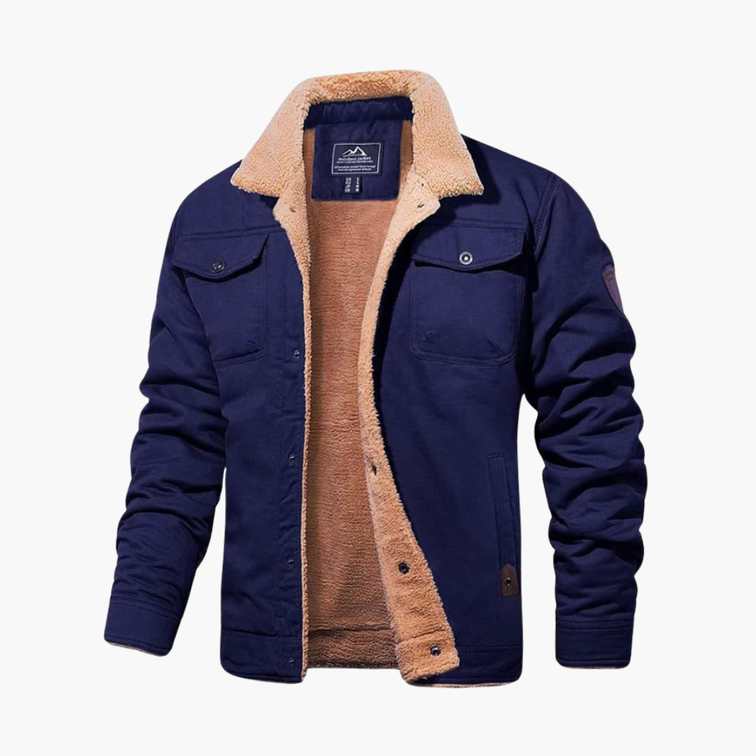 Warm Mens Fleece Lined Button Jacket - Olytrend