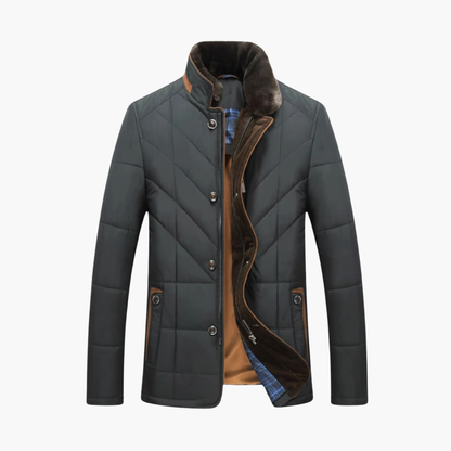 Warm Padded Mens Coat with Button Front - Olytrend