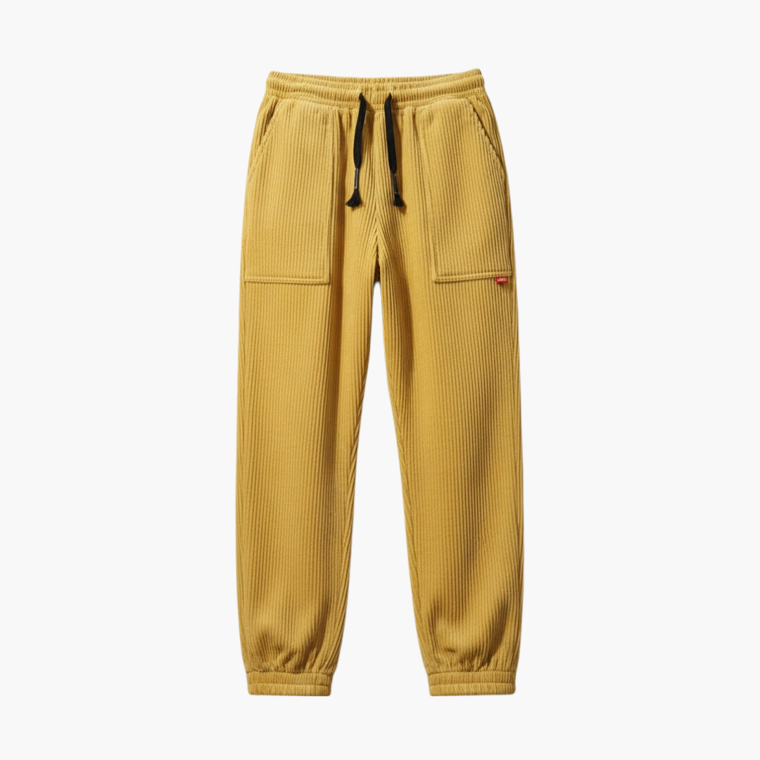 Men's Comfortable Corduroy Jogger Pants with Elastic Waist - Olytrend