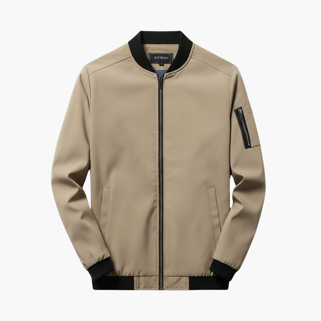Men's Classic Zip Up Jacket with Ribbed Cuff - Olytrend