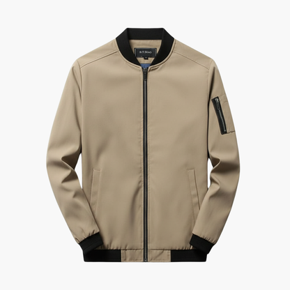 Men's Classic Zip Up Jacket with Ribbed Cuff - Olytrend