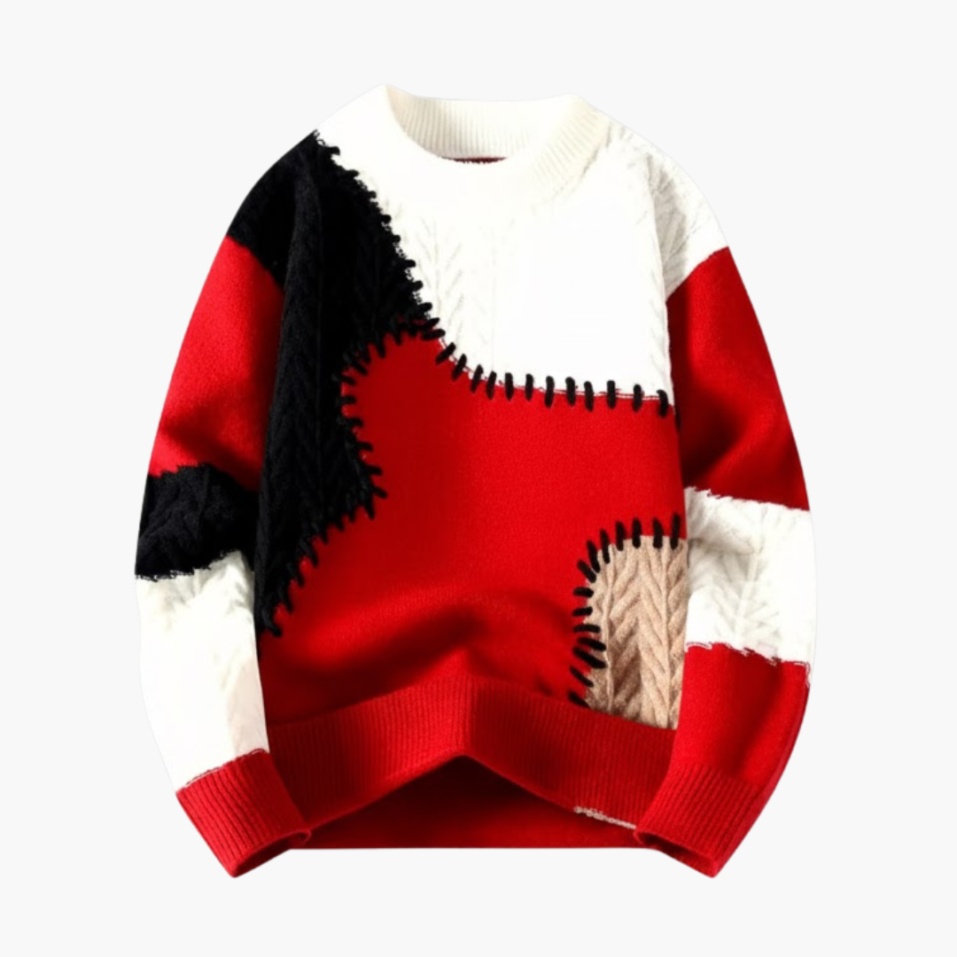 Comfortable Colorblock Knit Crew Neck Sweater - Olytrend