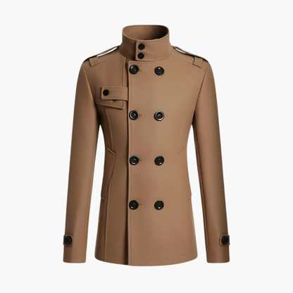 Classic Fit Men's Pea Coat with Epaulets - Olytrend