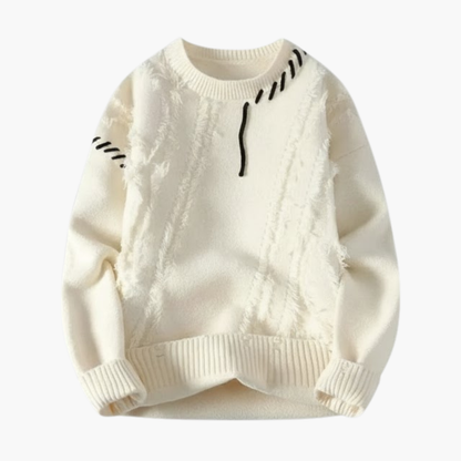 Textured Crew Neck Men's Sweater - Olytrend