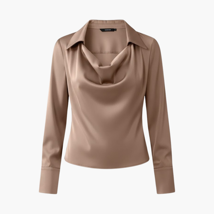 Ladies' Top with Soft Cowl Neck and Full Sleeves - Olytrend