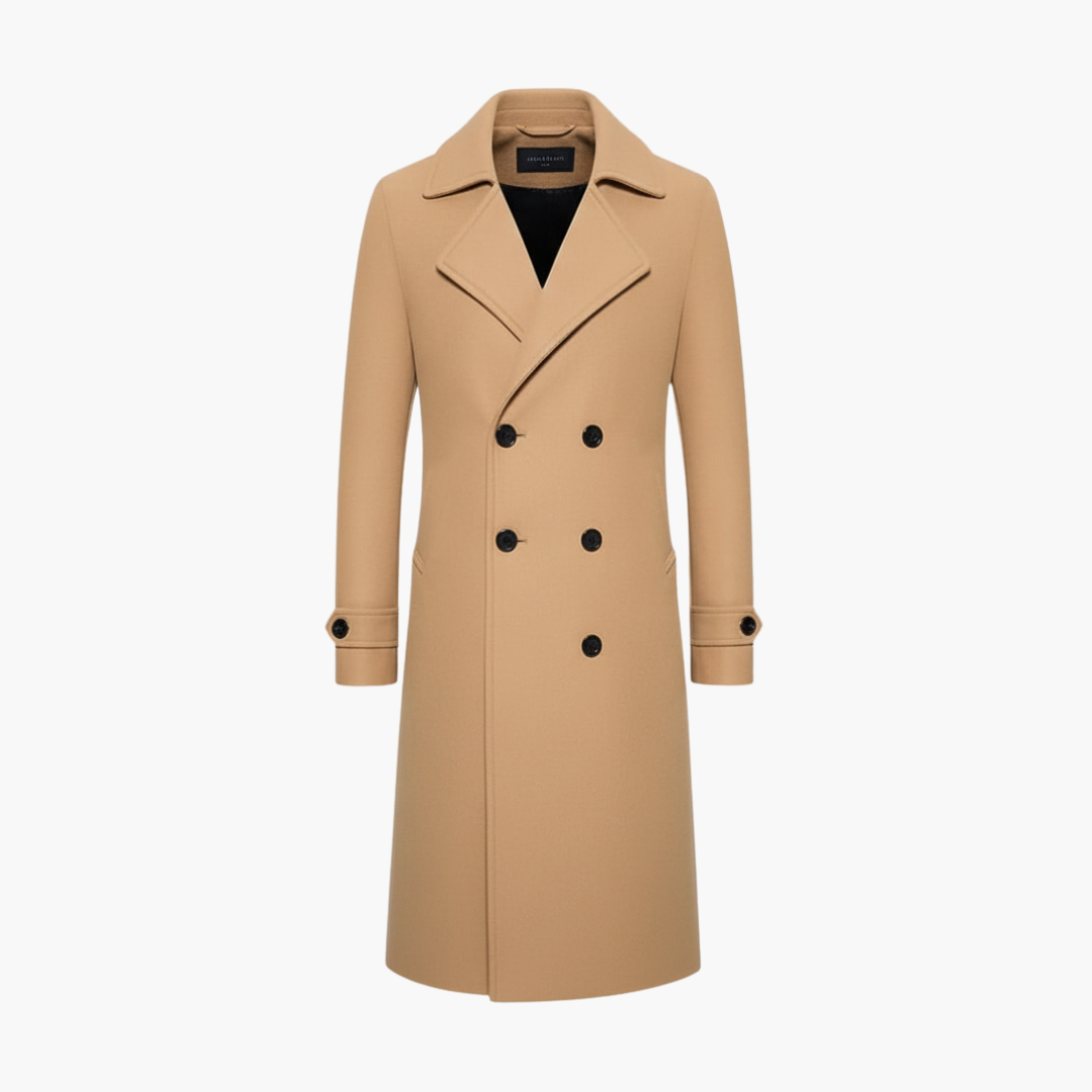 Classic Double Breasted Long Trench Coat for Men - Olytrend
