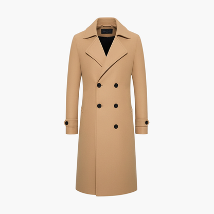 Classic Double Breasted Long Trench Coat for Men - Olytrend
