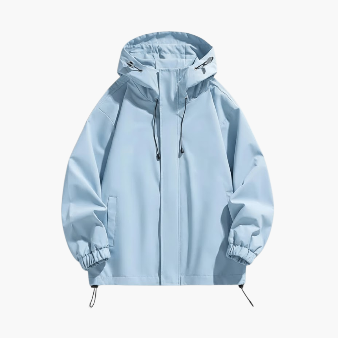Waterproof Hooded Zip Up Mens Jacket with Adjustable Hem - Olytrend