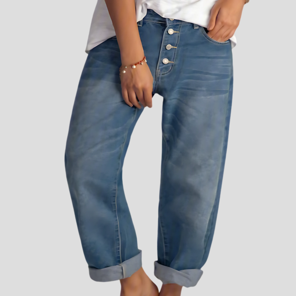 Loose Fit Women's Straight Jeans - Olytrend