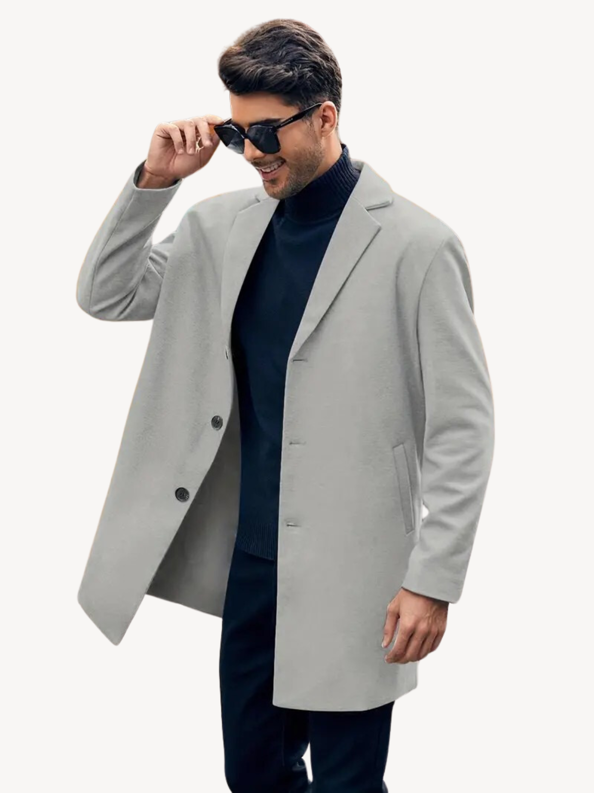Classic Men's Mid Length Wool Trench Coat - Nocini