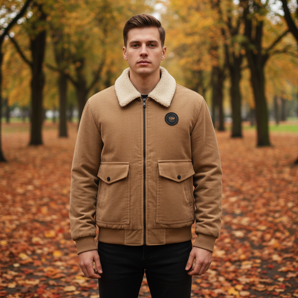 Warm Fleece Lined Corduroy Coat - Pexav