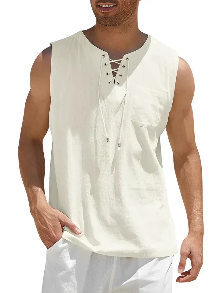 Men's Casual Loose Fit Tank Top with Pocket