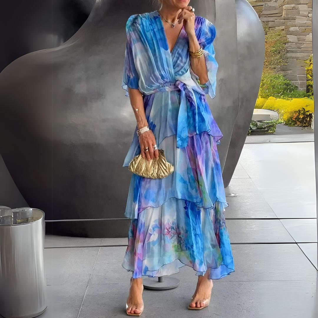 Elegant V Neck Wedding Party Dress - Nocini