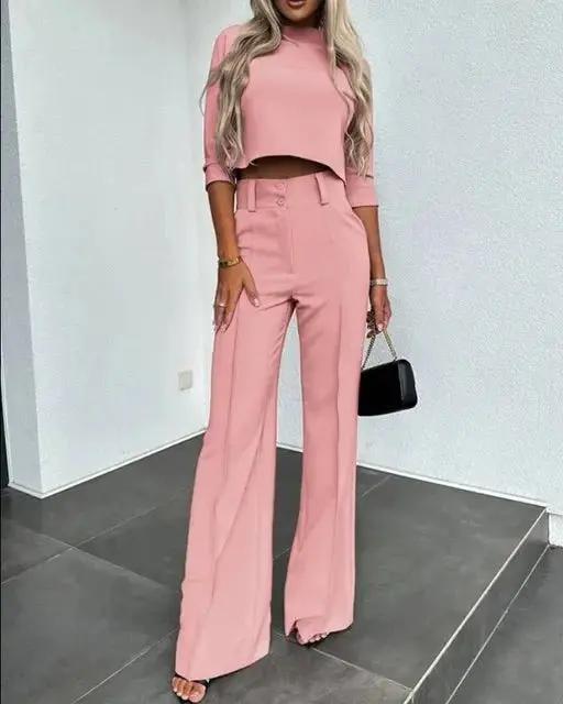 Women's Casual Crop Top and Pants Set