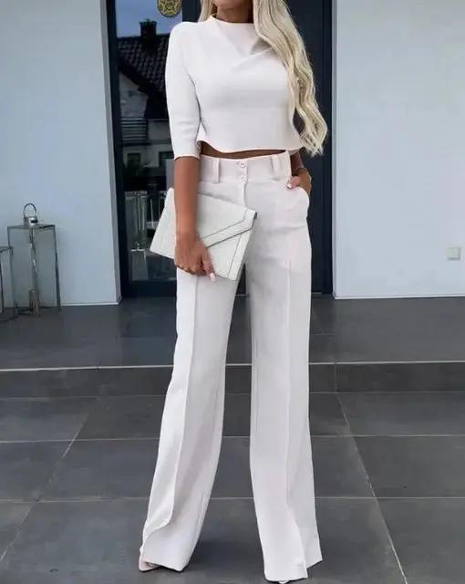 Women's Casual Crop Top and Pants Set