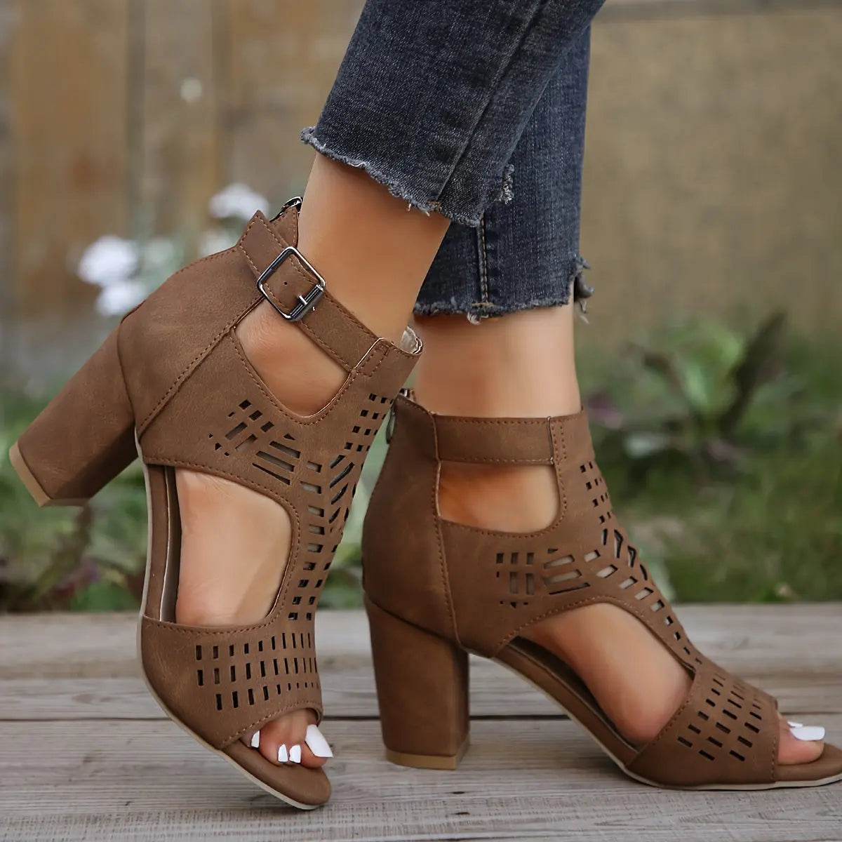 Cut-Out Peep-Toe Ankle Boots for Women – Edgy & Stylish