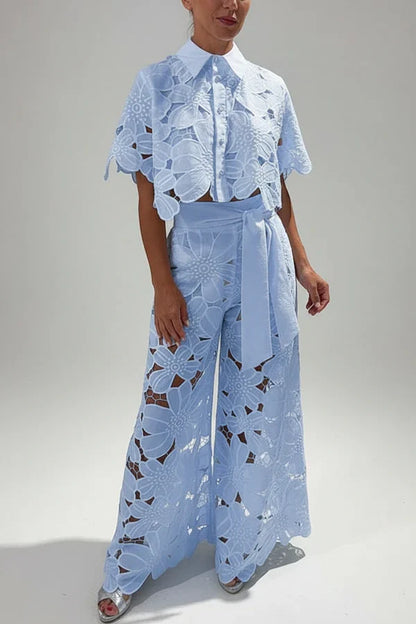 Flare Leg High Waisted Pants Set for Ladies