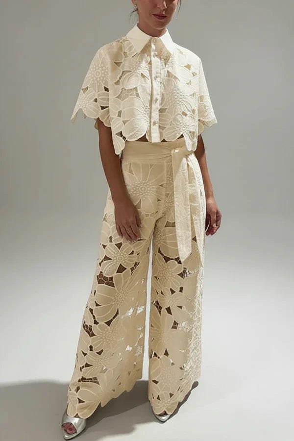 Flare Leg High Waisted Pants Set for Ladies - Olytrend
