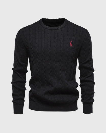 Classic Crew Neck Soft Cable Knit Sweater