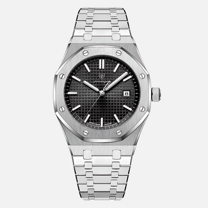 Classic Silver Leather Men's Watch