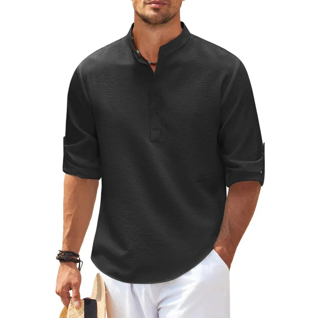 Casual Men's Shirt with Roll Up Sleeves