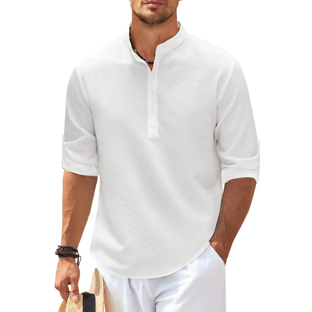 Casual Men's Shirt with Roll Up Sleeves