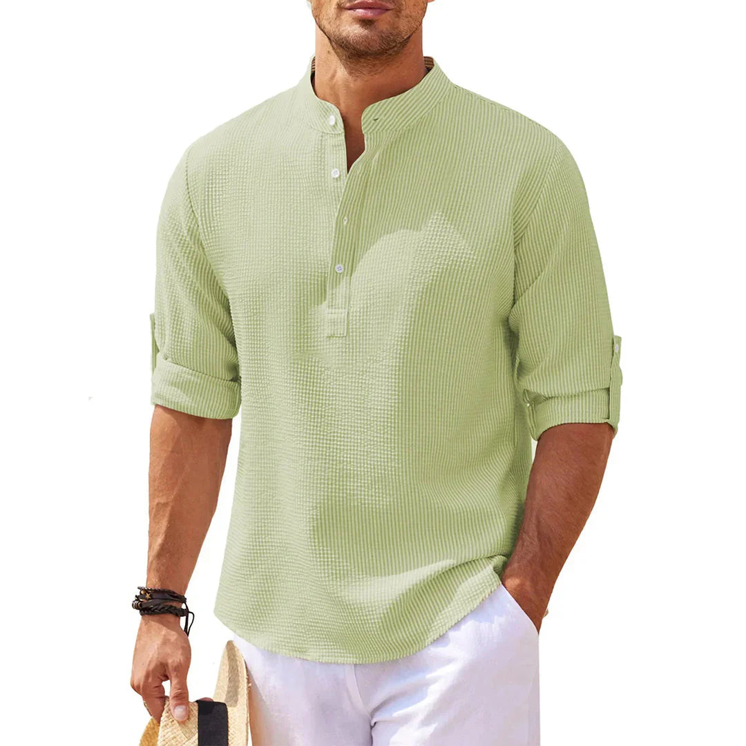 Casual Men's Shirt with Roll Up Sleeves
