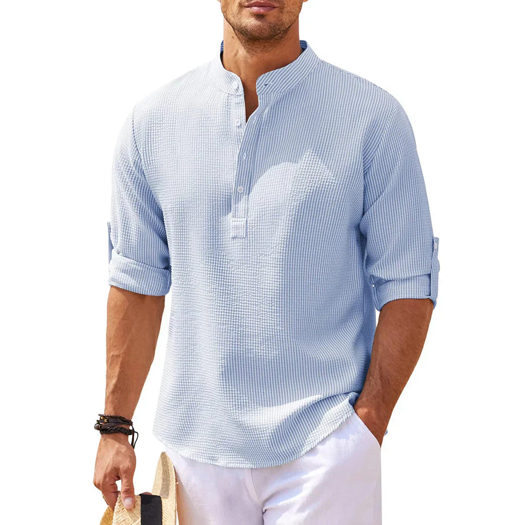 Casual Men's Shirt with Roll Up Sleeves