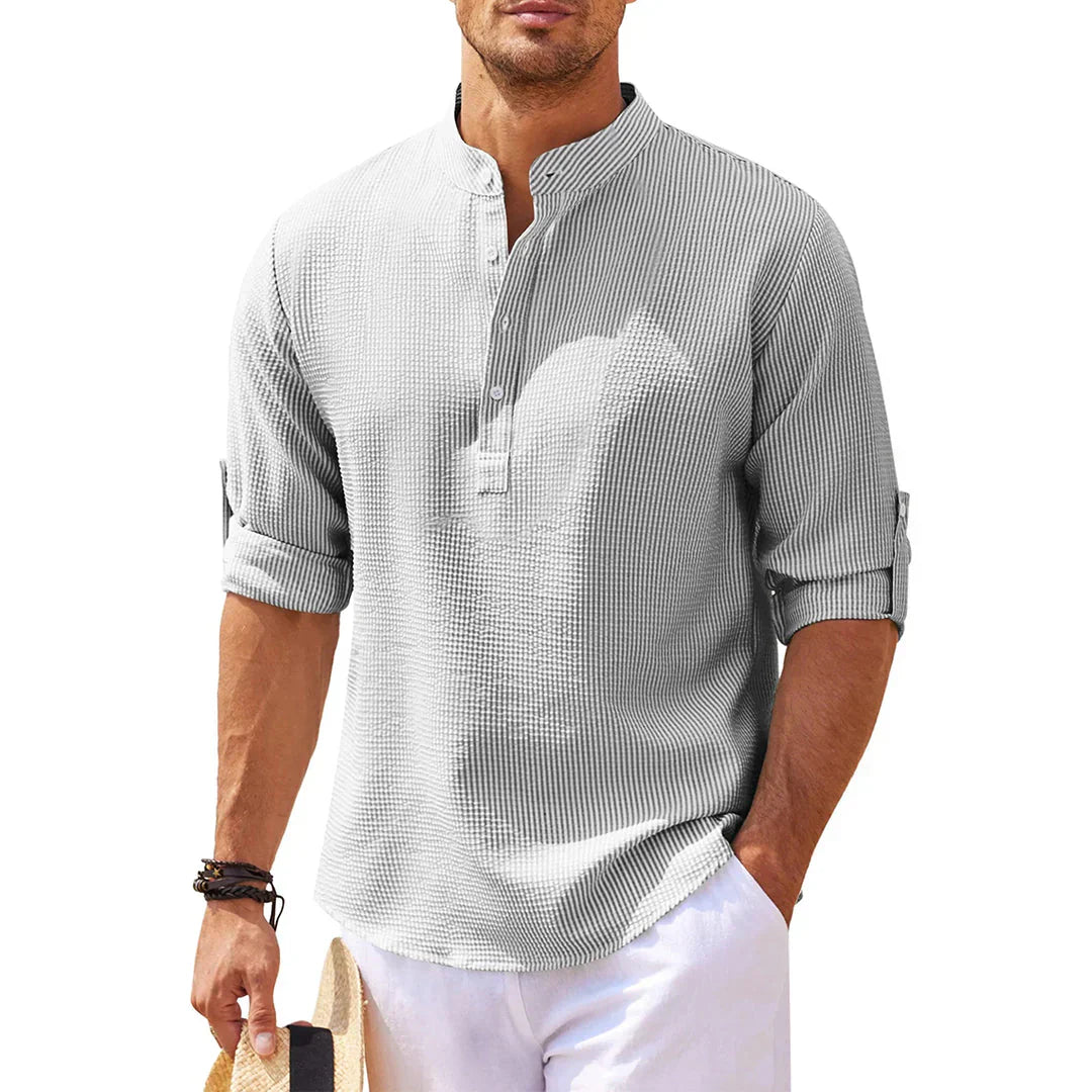 Casual Men's Shirt with Roll Up Sleeves