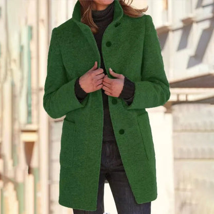 Groene lange jas voor dames
