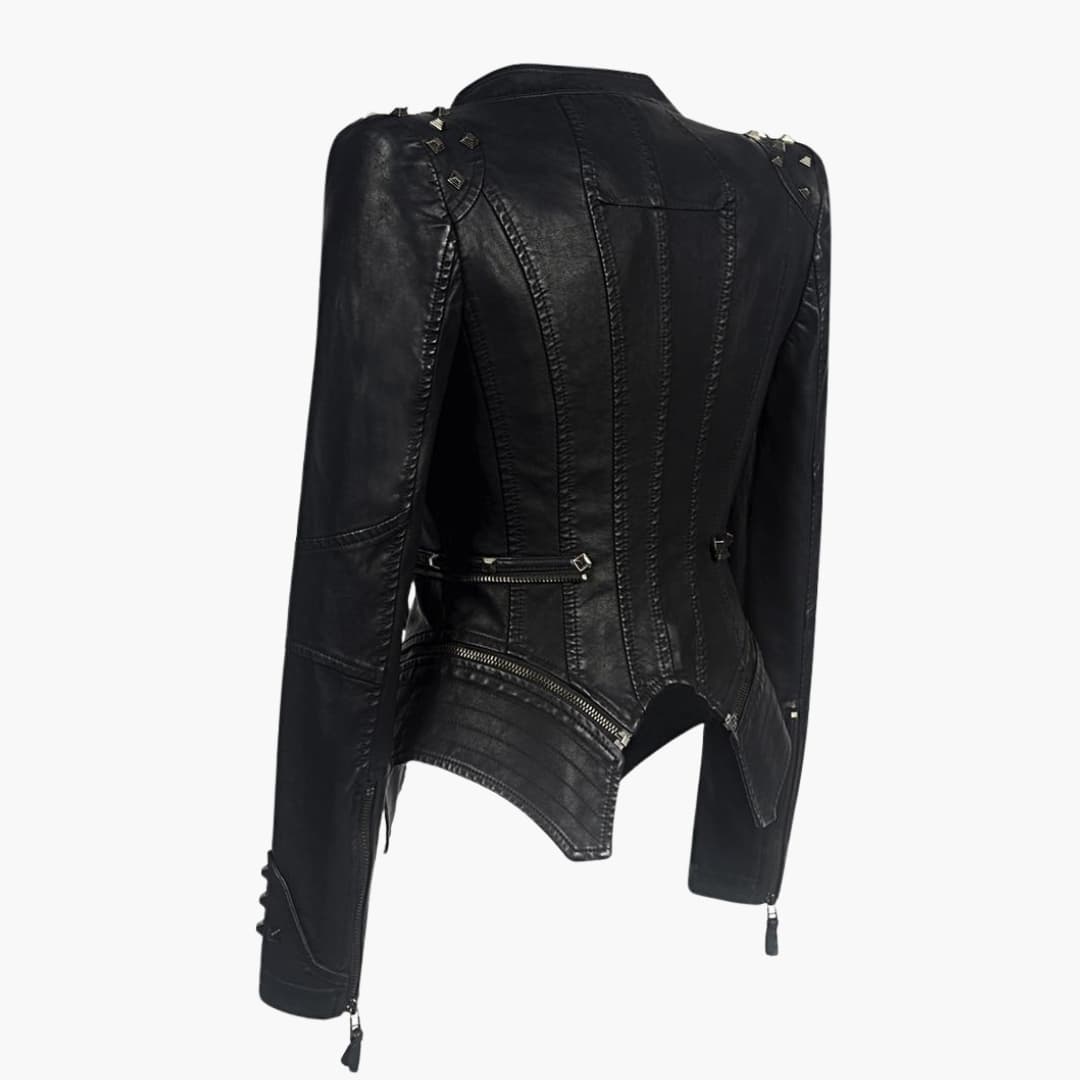 Edgy Leather Motorcycle Jacket with Spikes