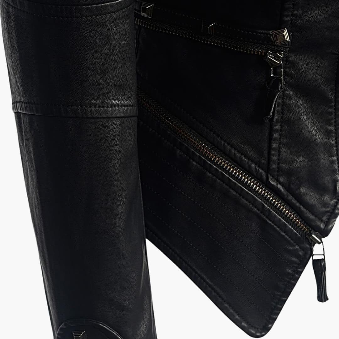 Edgy Leather Motorcycle Jacket with Spikes