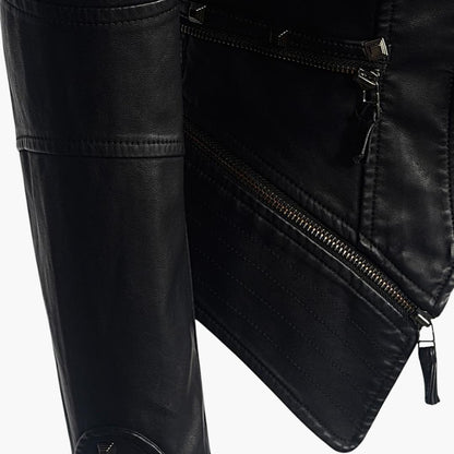 Edgy Leather Motorcycle Jacket with Spikes