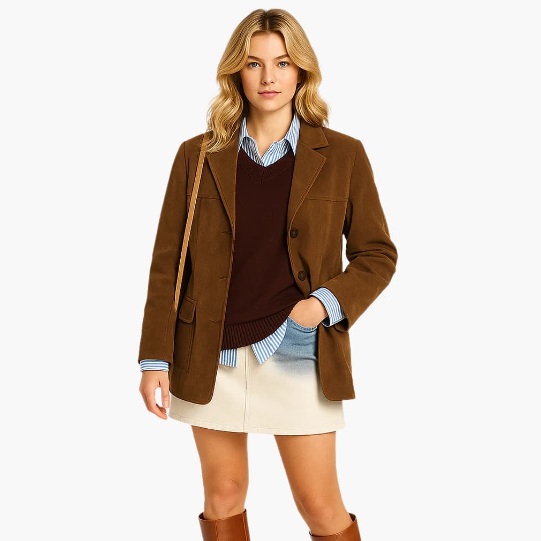 Ladies' Classic Jacket with Pockets and Buttons - Olytrend