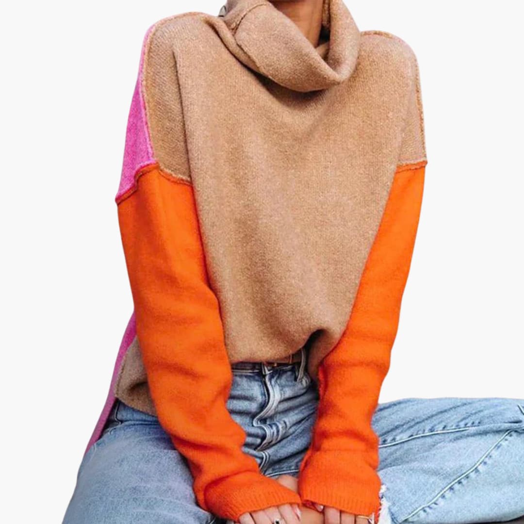 Women's Crew Neck Colorful Knit Sweater