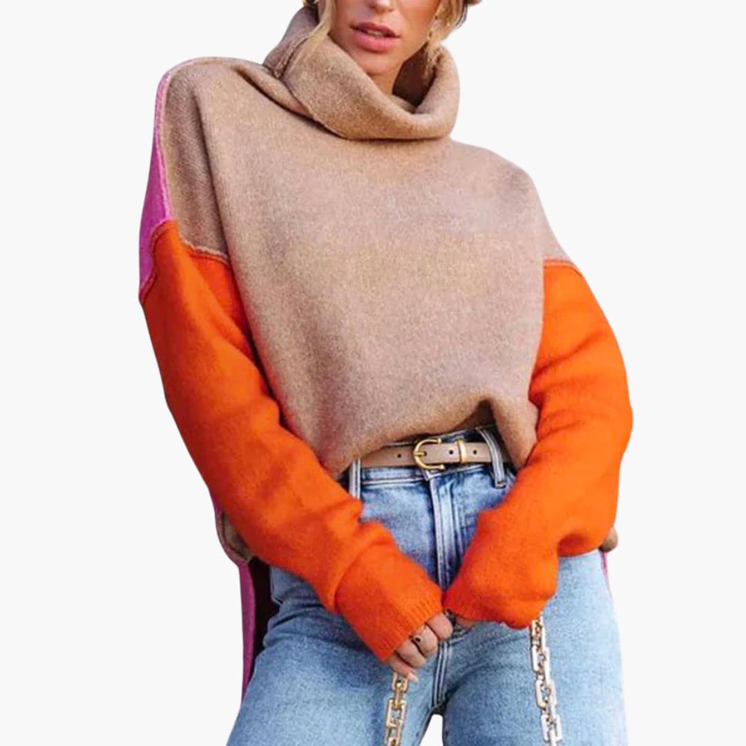 Women's Crew Neck Colorful Knit Sweater