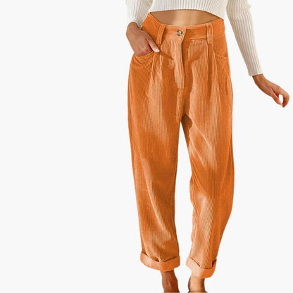Comfortable Women's Corduroy Trousers with Elastic Waist