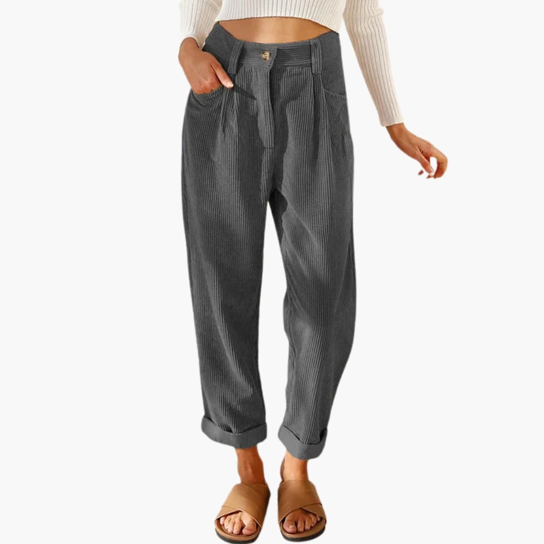 Comfortable Women's Corduroy Trousers with Elastic Waist