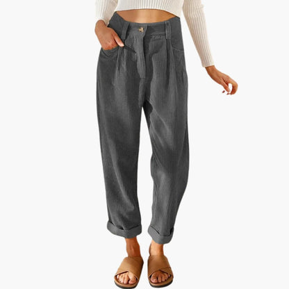 Comfortable Women's Corduroy Trousers with Elastic Waist