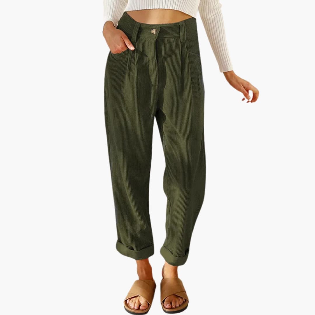 Comfortable Women's Corduroy Trousers with Elastic Waist