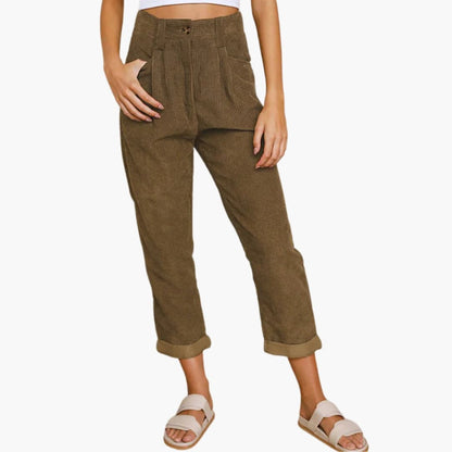 Comfortable Women's Corduroy Trousers with Elastic Waist