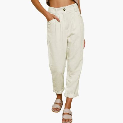 Comfortable Women's Corduroy Trousers with Elastic Waist
